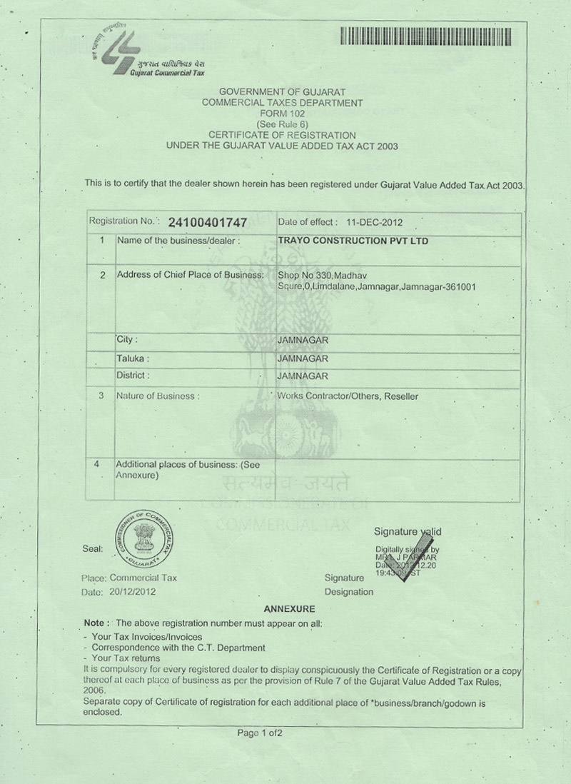 Gst registration certificate